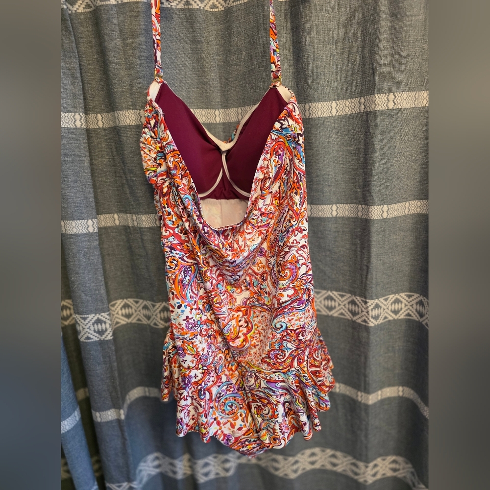 Ralph Lauren Ruffle One-Piece Swimsuit Size 16 - Picture 4 of 4